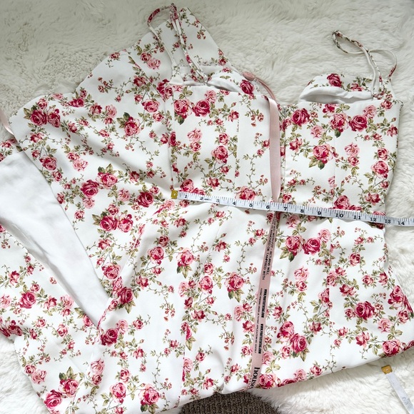 House of CB Corset Floral Lace Trim Midi Sundress S Plus Cup - Rose Print - Picture 5 of 6